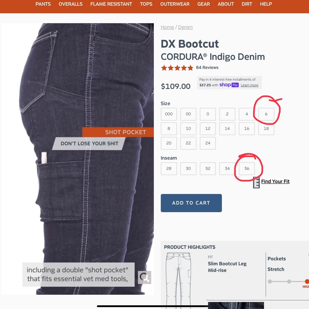 Dovetail Workwear DX Bootcut Cordura Indigo Denim Work Jeans TALL